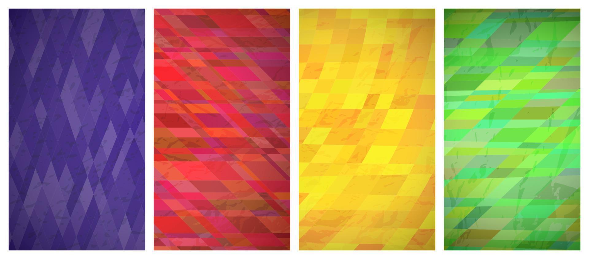 Abstract background with colorful rectangles. Set of four beautiful futuristic dynamic geometric stories banner design pattern. Vector illustration