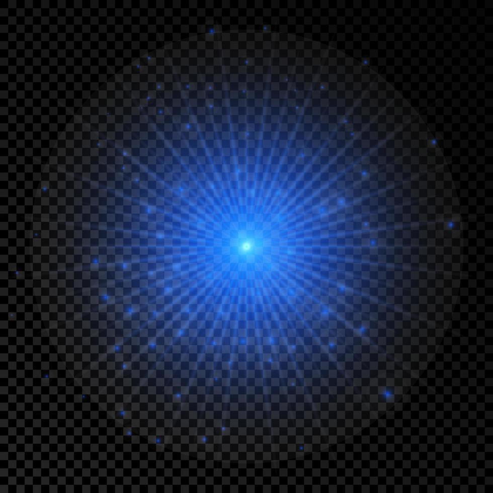 Light effect of lens flares. Blue glowing lights starburst effects with sparkles vector
