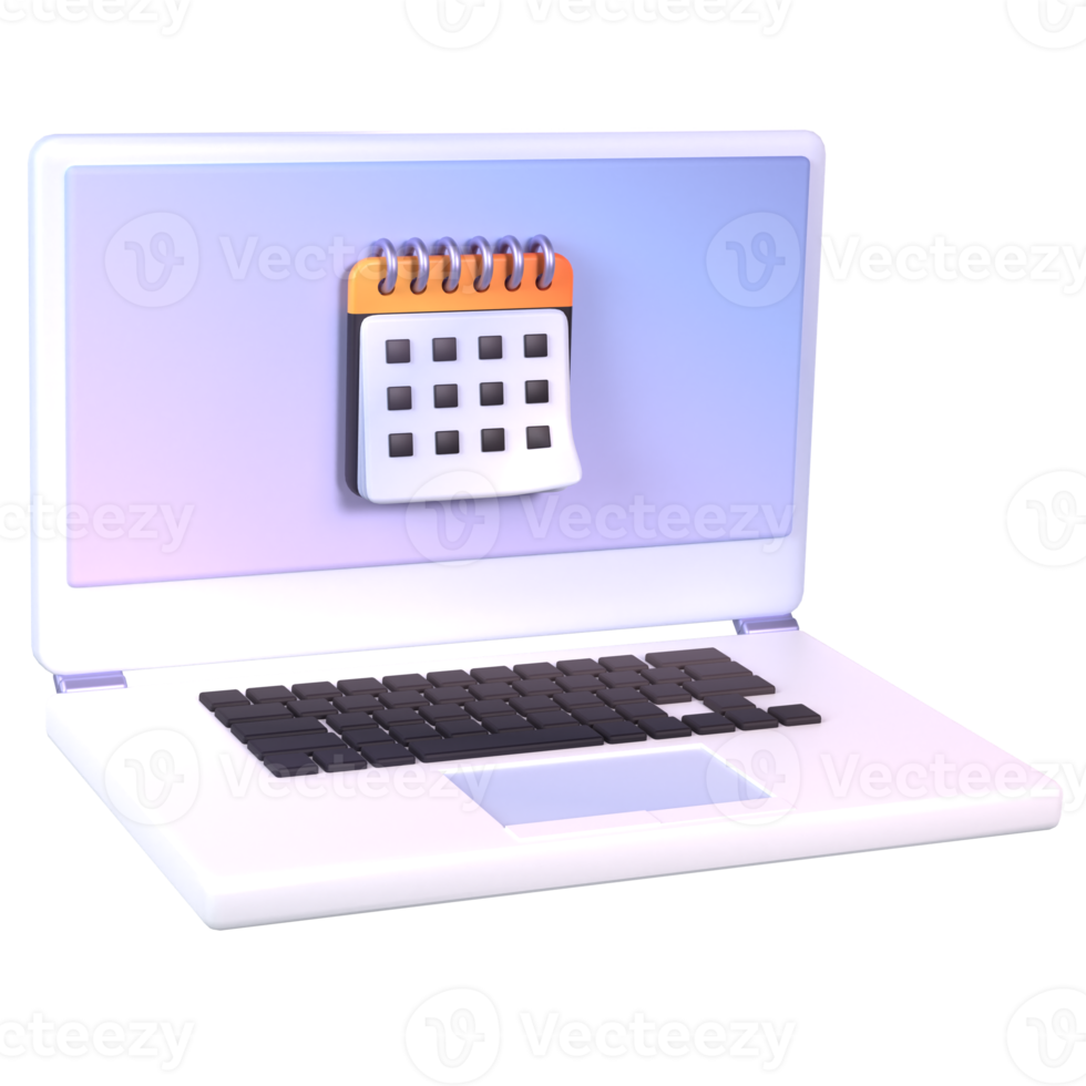 3d laptop and calendar png