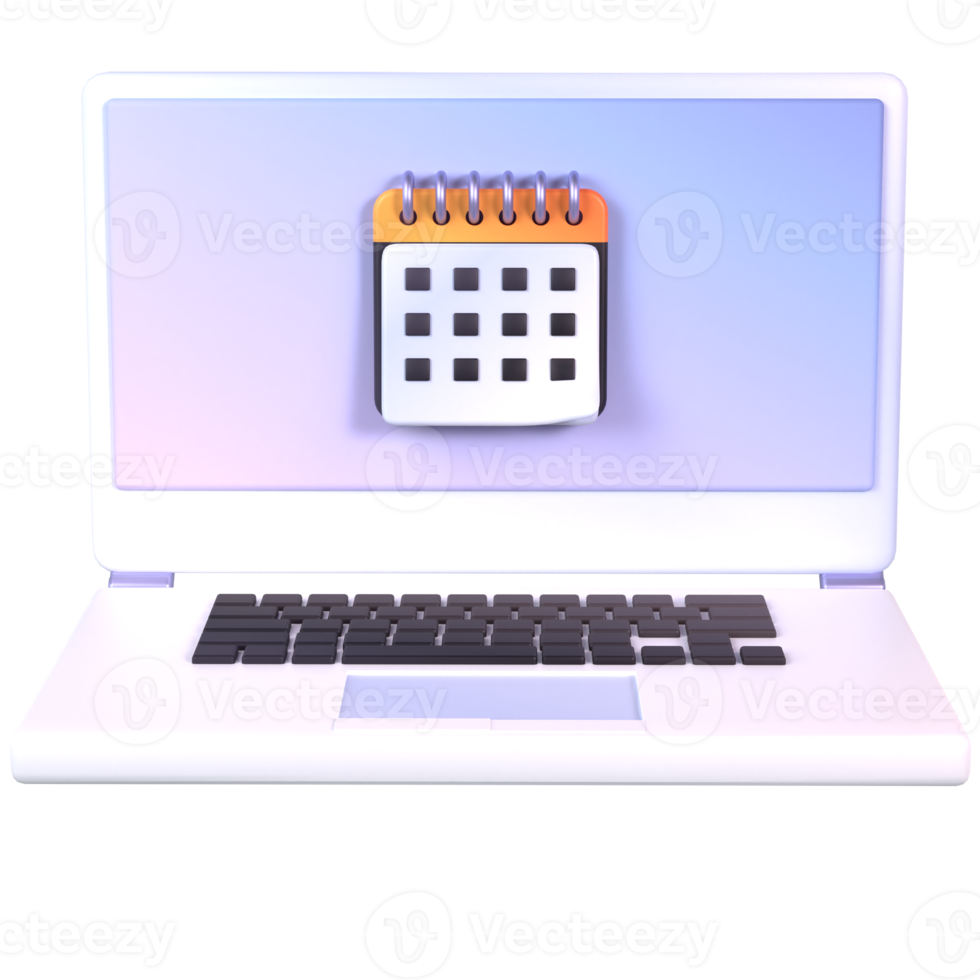 3d laptop and calendar png