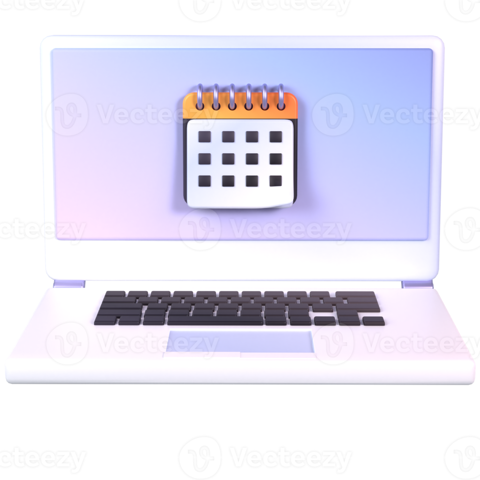 3d ordenador portátil y calendario png