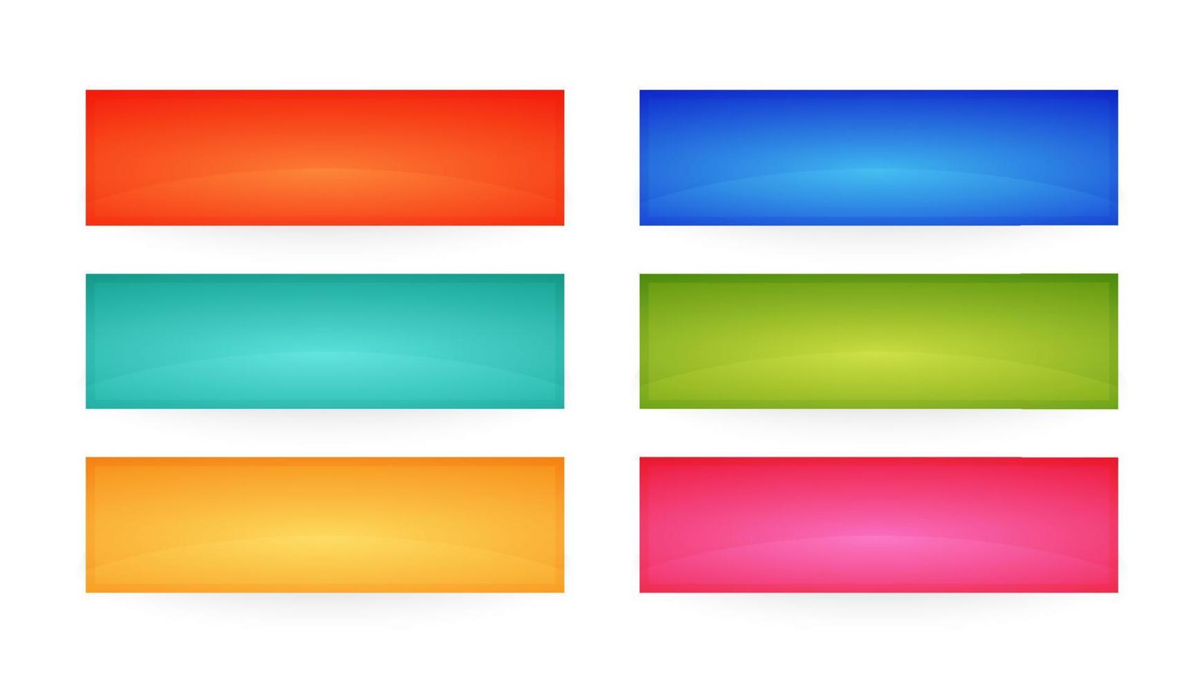 Colorful interface buttons. Set of six modern abstract web buttons. Vector illustration