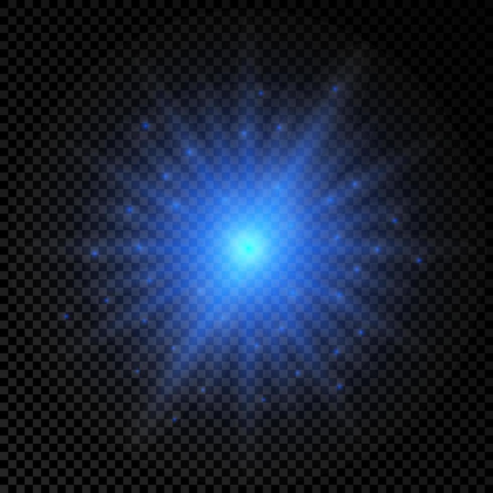 Light effect of lens flares. Blue glowing lights starburst effects with sparkles vector
