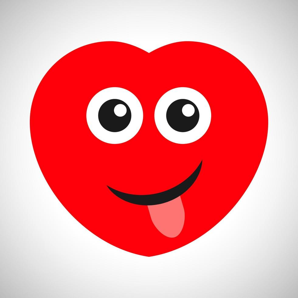 Smile cartoon heart with tongue sticking out. Symbol of Love. Vector illustration