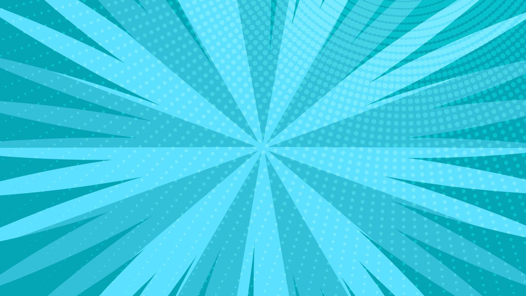 fondo de página de cómic azul en estilo pop art con espacio vacío. plantilla con rayos, puntos y textura de efecto de trama de semitonos. ilustración vectorial vector