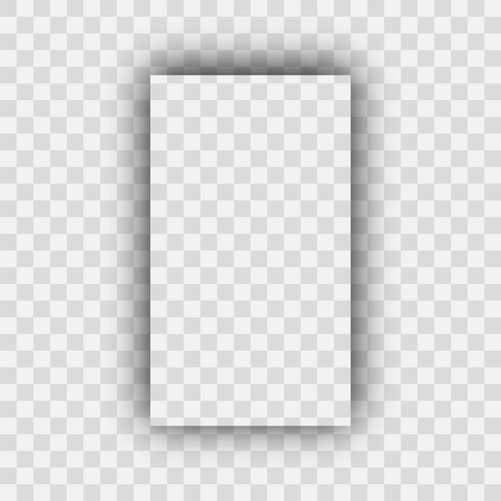 Dark transparent realistic shadow. Shadow of a vertical rectangle isolated vector