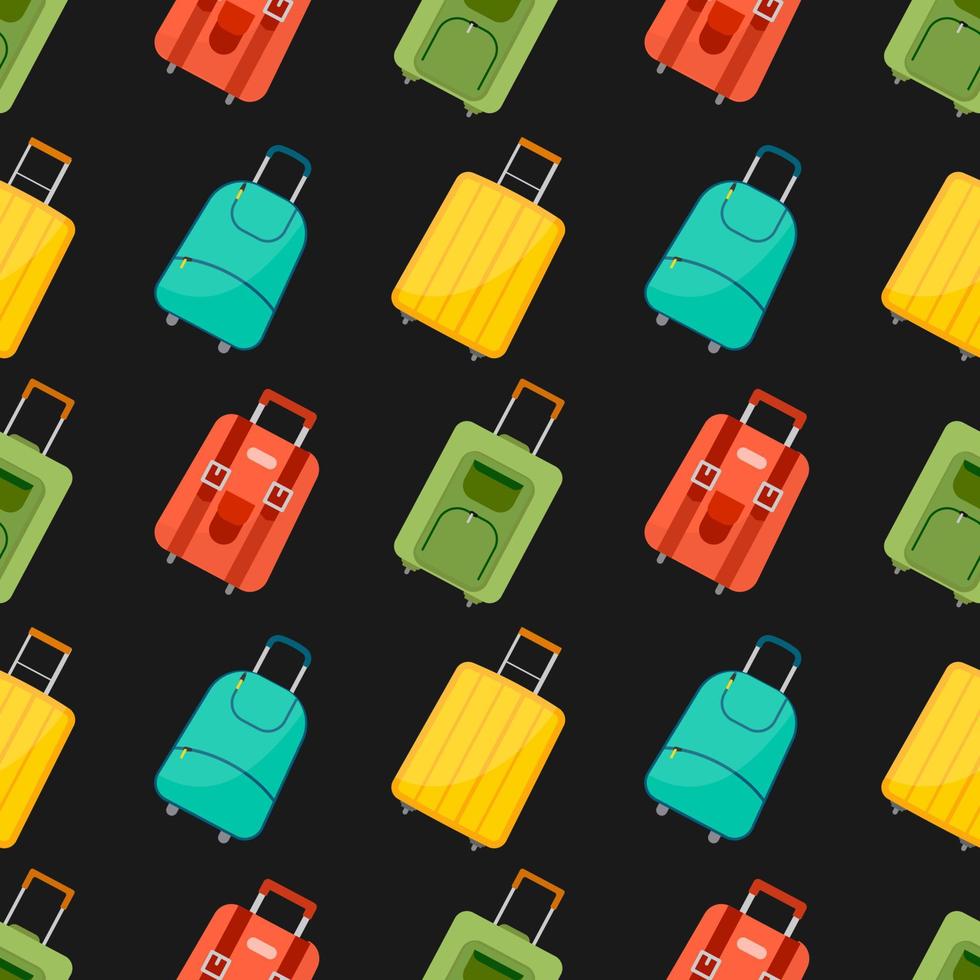 Seamless pattern with travel bag with luggage. Background with suitcase for journey trip. Vector illustration