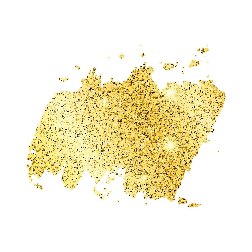 Golden Paint Glittering backdrop on a white background. Background with gold sparkles and glitter effect. Empty space for your text. Vector illustration