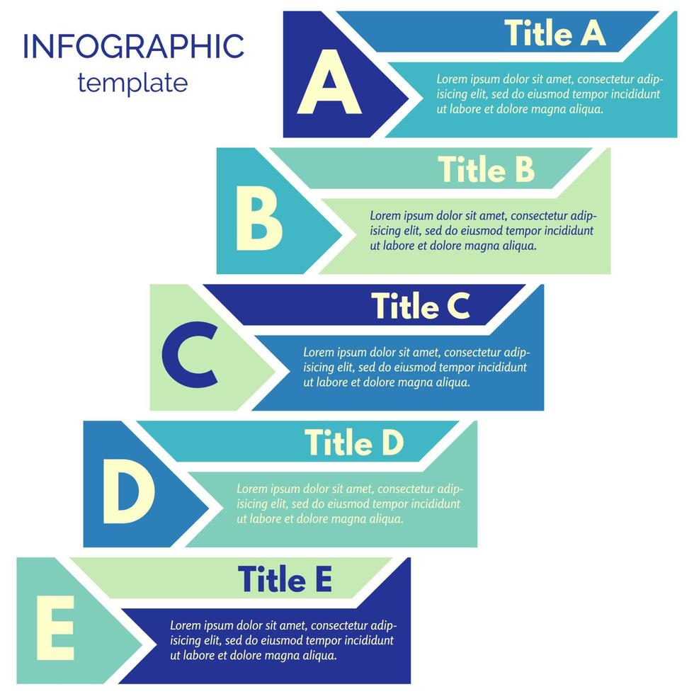 Five steps infographic design elements. Step by step infographic design template. Vector illustration