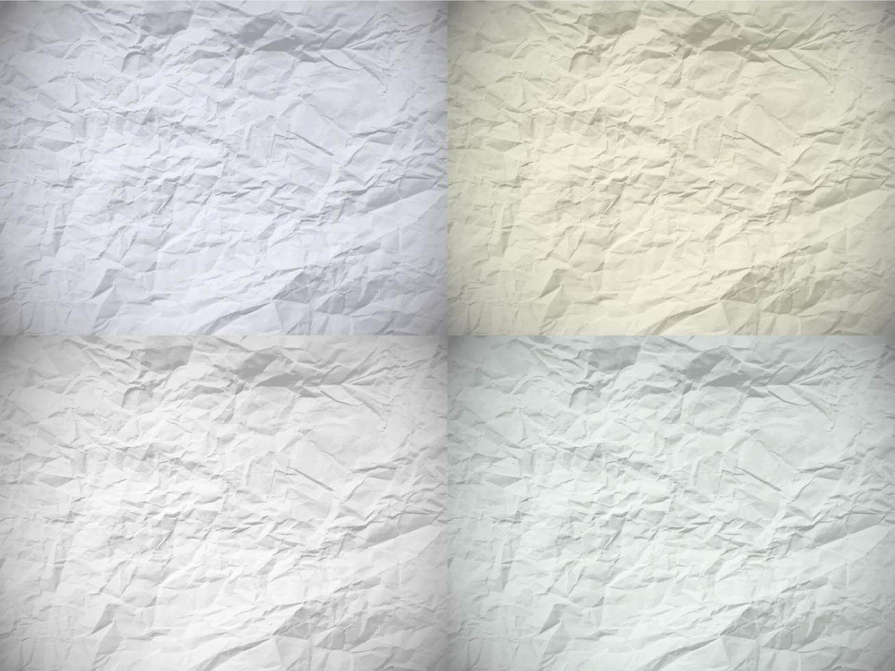 Set of four old dented papers with place for your text. Vector illustration