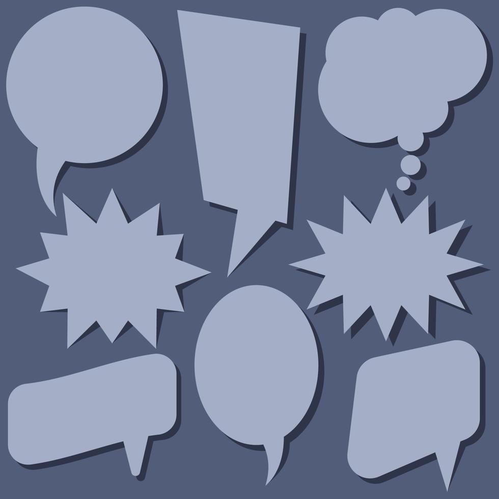 Set of speech bubbles without phrases on brown background. Vector illustration.