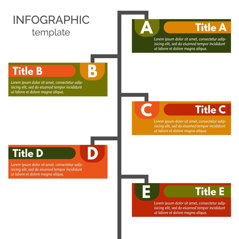 elementos de diseño infográfico de cinco pasos. plantilla de diseño infográfico paso a paso. ilustración vectorial vector