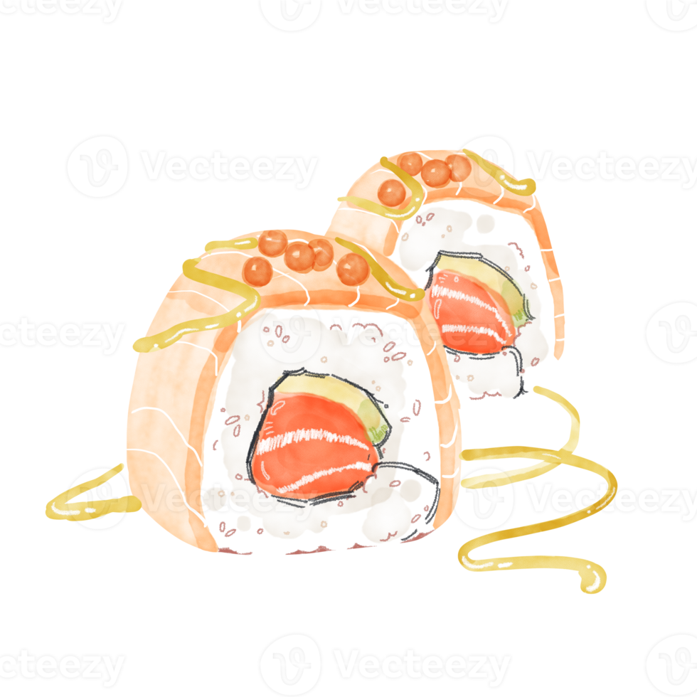 watercolor sushi roll png