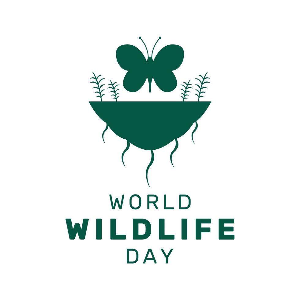 Vector illustration of World Wildlife Day with earth and butterfly. World Wildlife Day is observed on 3rd March across the world