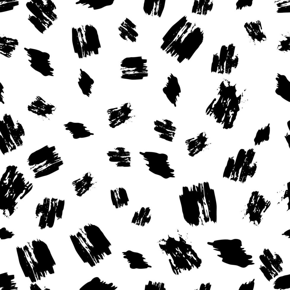 Seamless pattern with hand drawn black circle scribble smear. Abstract grunge texture. Vector illustration