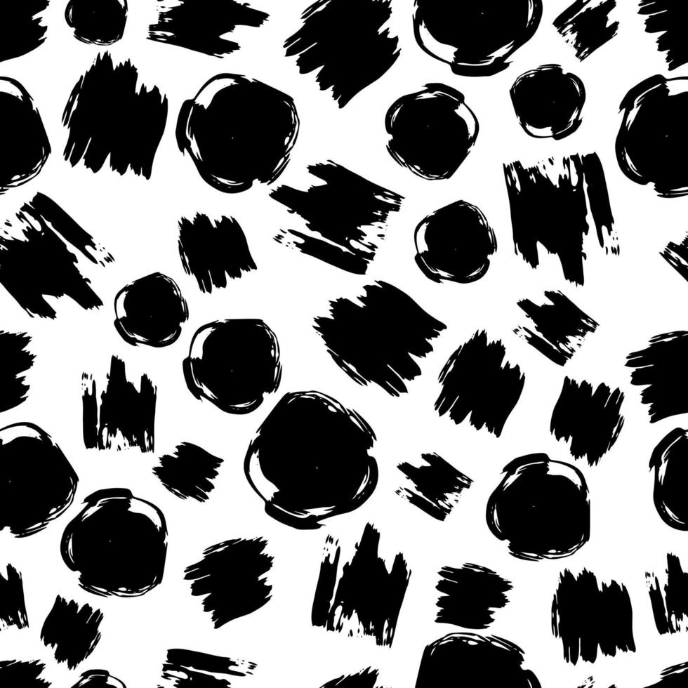 Seamless pattern with black hand drawn scribble smear on white background. Abstract grunge texture. Vector illustration