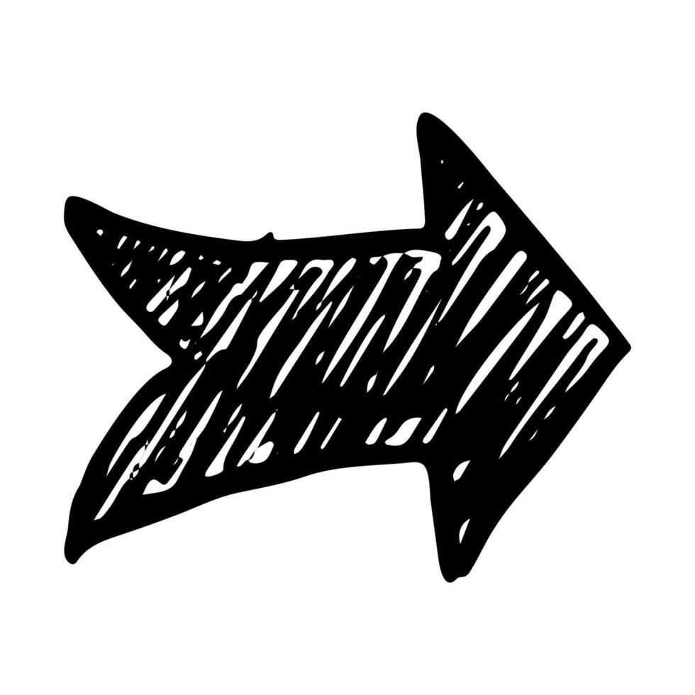 Black hand drawn arrow. Sketch of doodle arrow isolated on white background. Vector illustration.