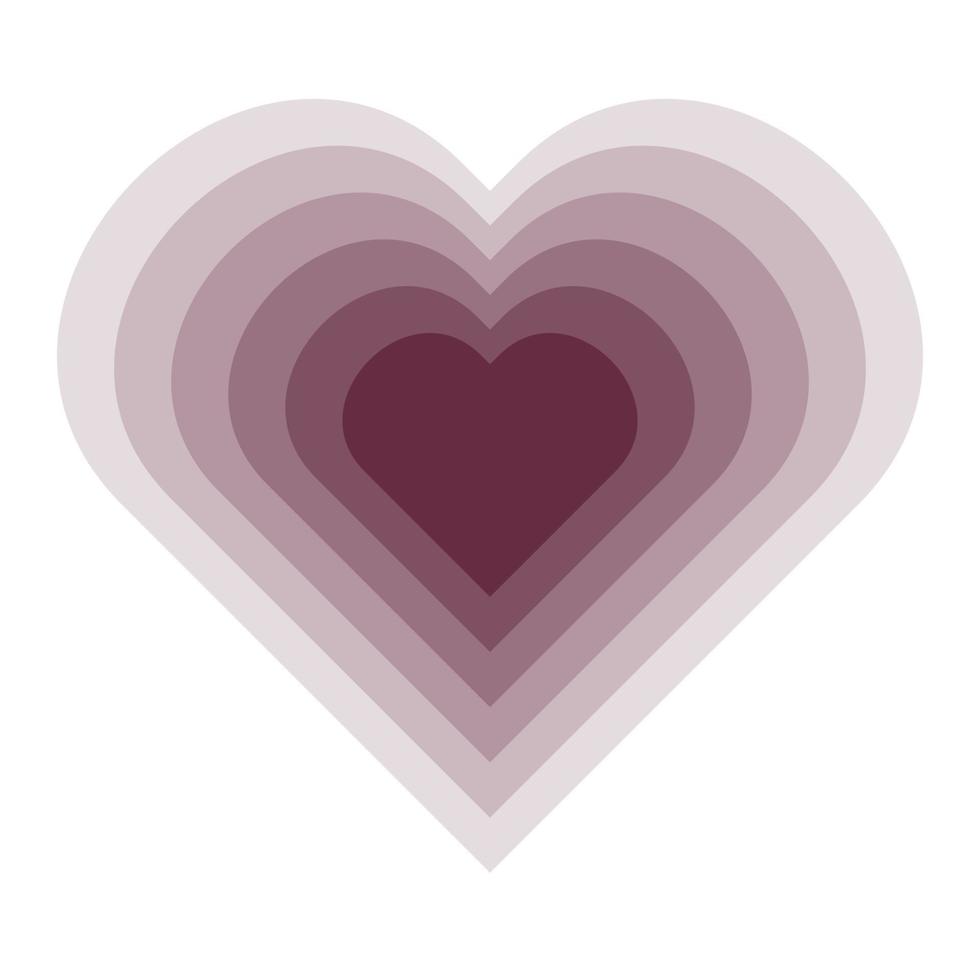 túnel de concéntrico corazones forma en pastel vinoso colores. romántico linda icono en popular Arte hippie estilo. en forma de corazon concéntrico rayas vector antecedentes. de niña romántico superficie diseño