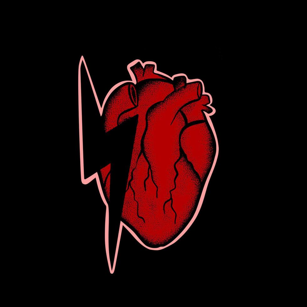 rojo corazón Arte ilustración mano dibujado estilo prima vector para tatuaje, pegatina, logo etc