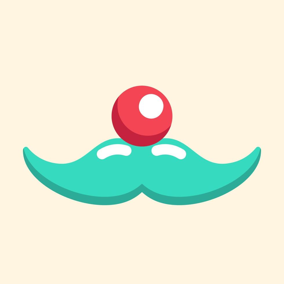 Purim disfraz máscara con gracioso rojo nariz y bigote, de payaso máscara en linda dibujos animados estilo, vector decorativo objeto para fiestas y festivales