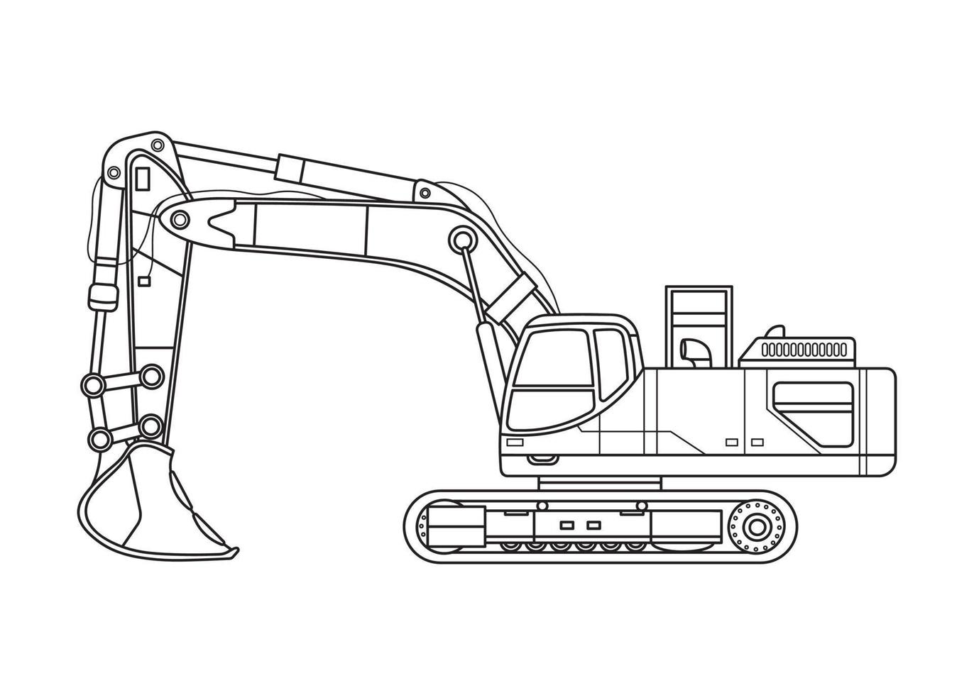 mano dibujado vector ilustración pesado maquinaria excavador construcción equipo oruga