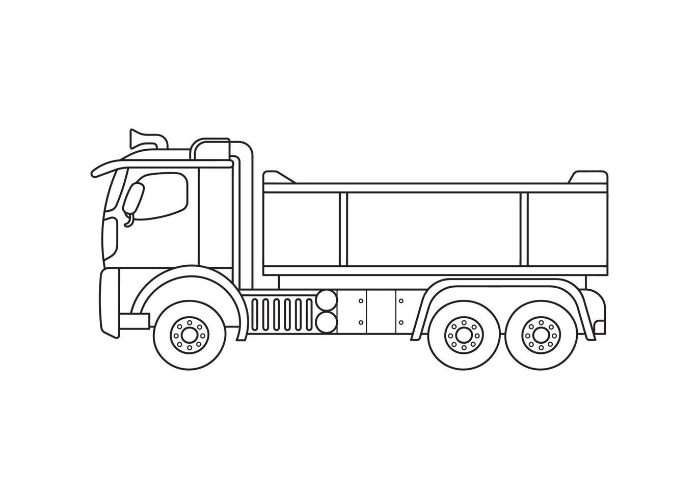 Hand drawn Vector illustration color children construction vehicle dump truck clipart