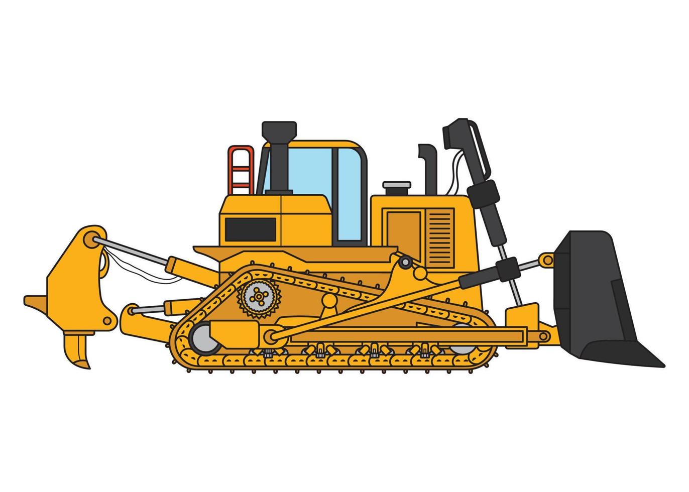 Vector illustration color children construction large bulldozer clipart