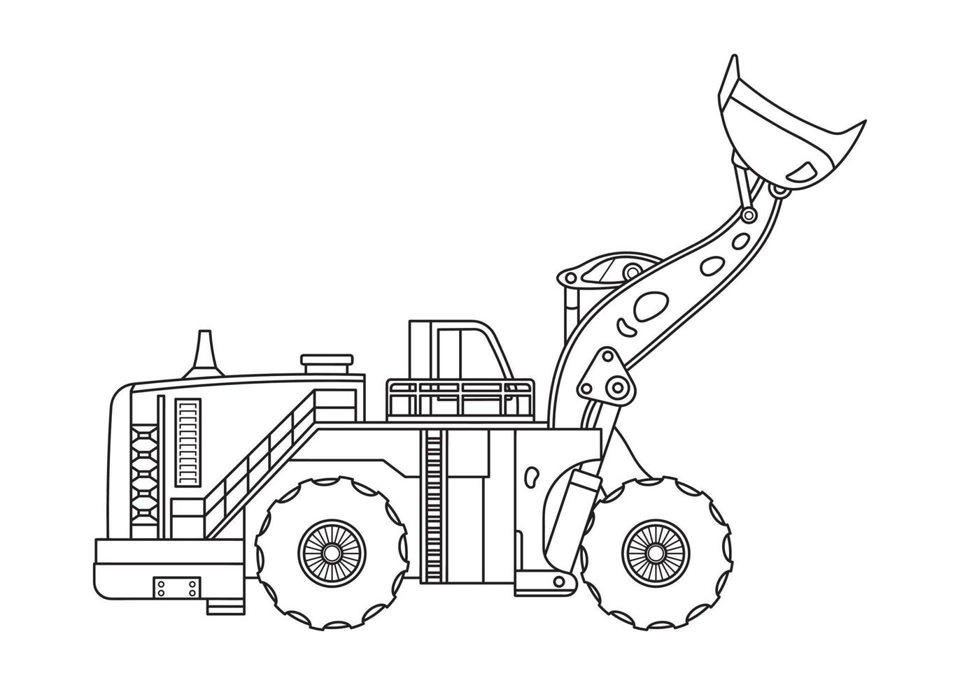 mano dibujado vector ilustración color niños construcción grande rueda cargador clipart