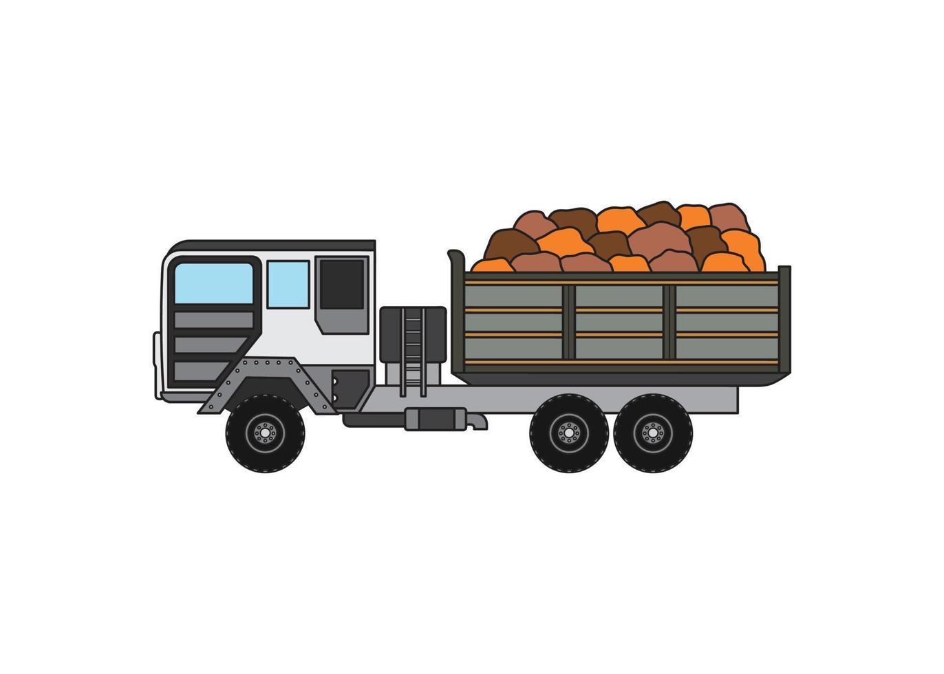 Vector illustration color children construction dump truck carrying rocks clipart