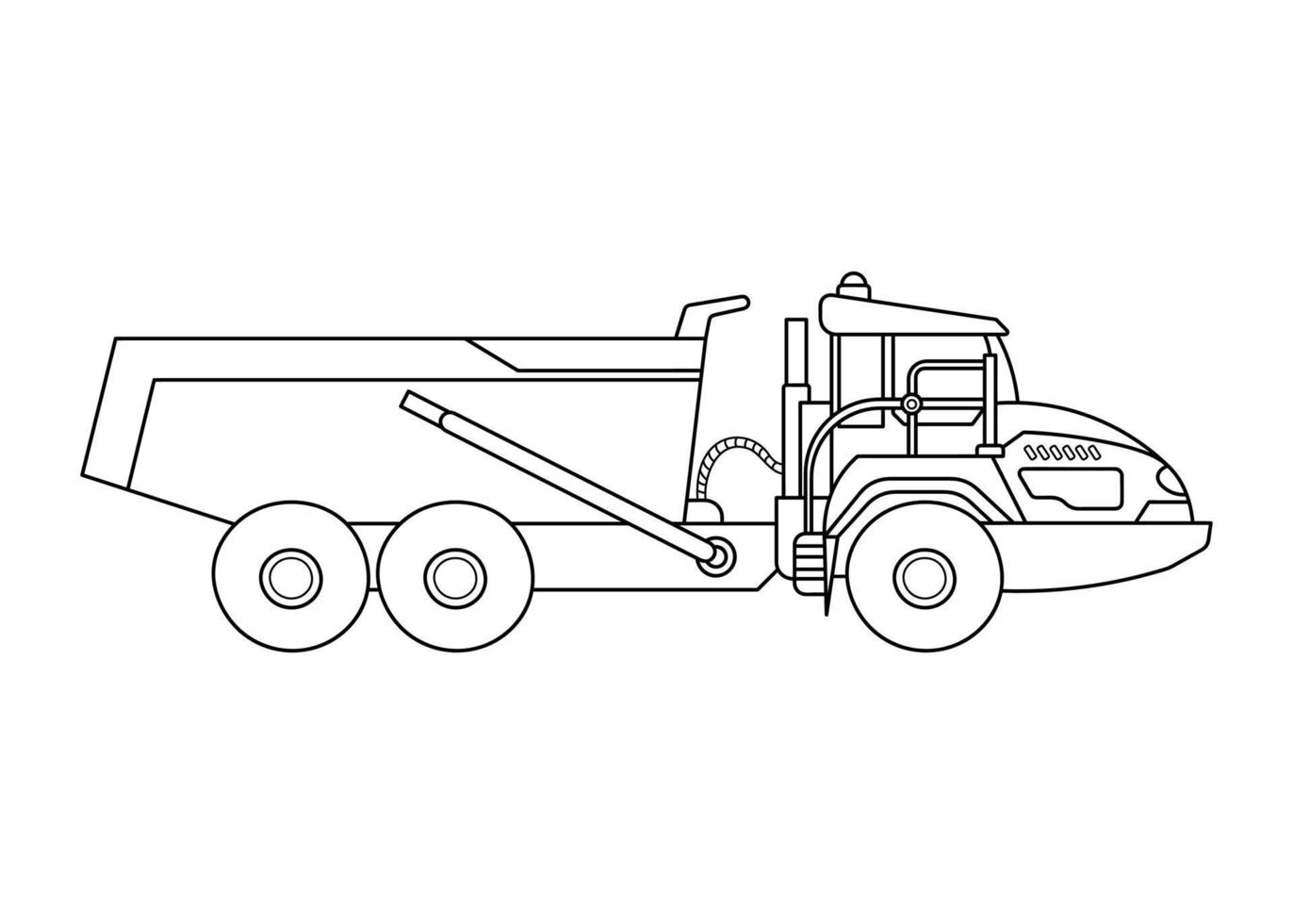 Hand drawn Vector illustration color children construction articulated hauler dump truck  clipart