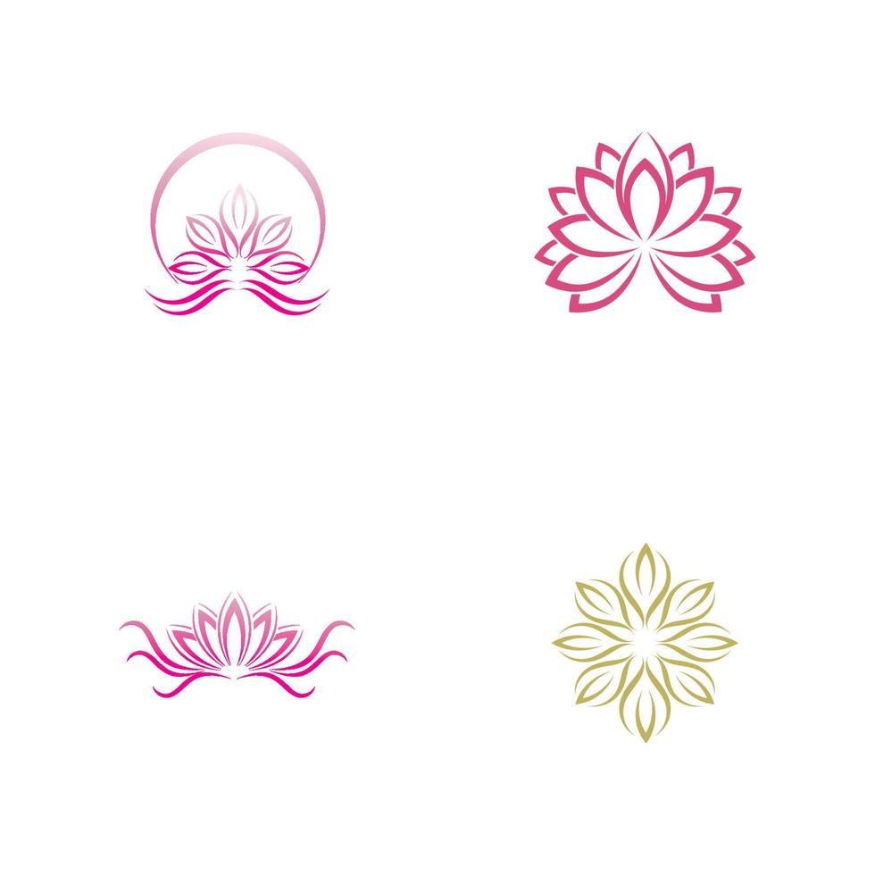 set of beauty lotus logo and symbol vector