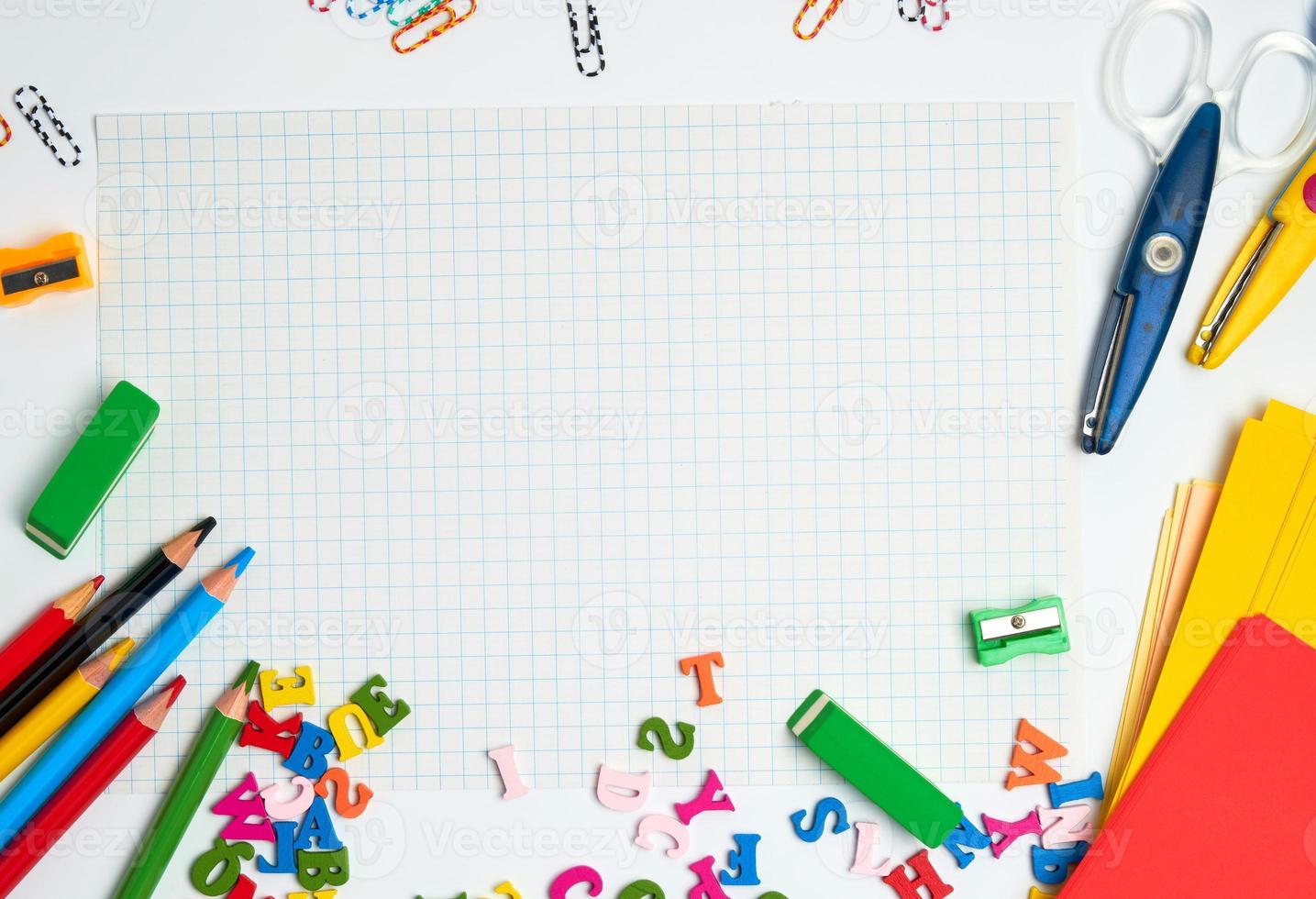 school supplies multicolored wooden pencils photo