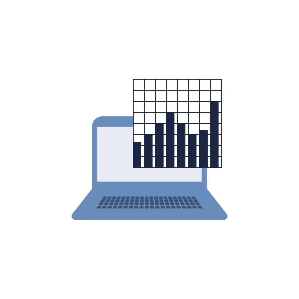 Investing in laptop stock chart flat icon vector