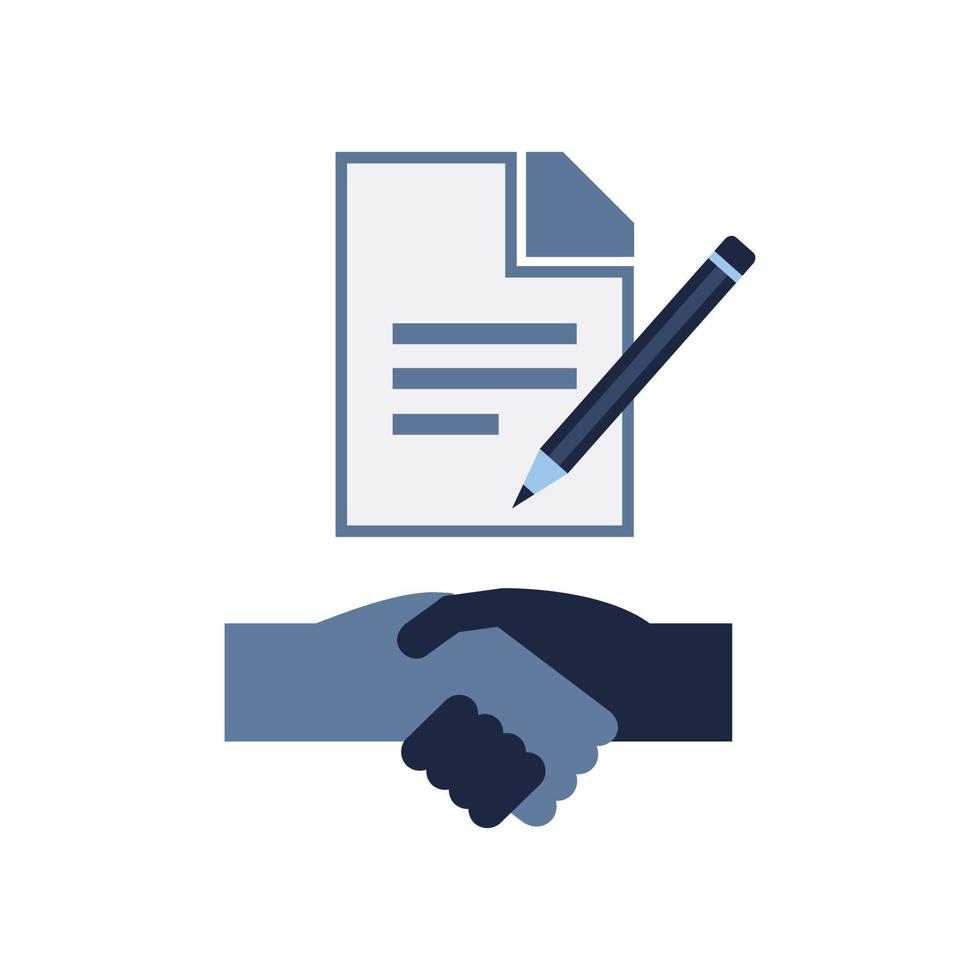 elements vector isolate blue and white shake hands with contract icon symbol