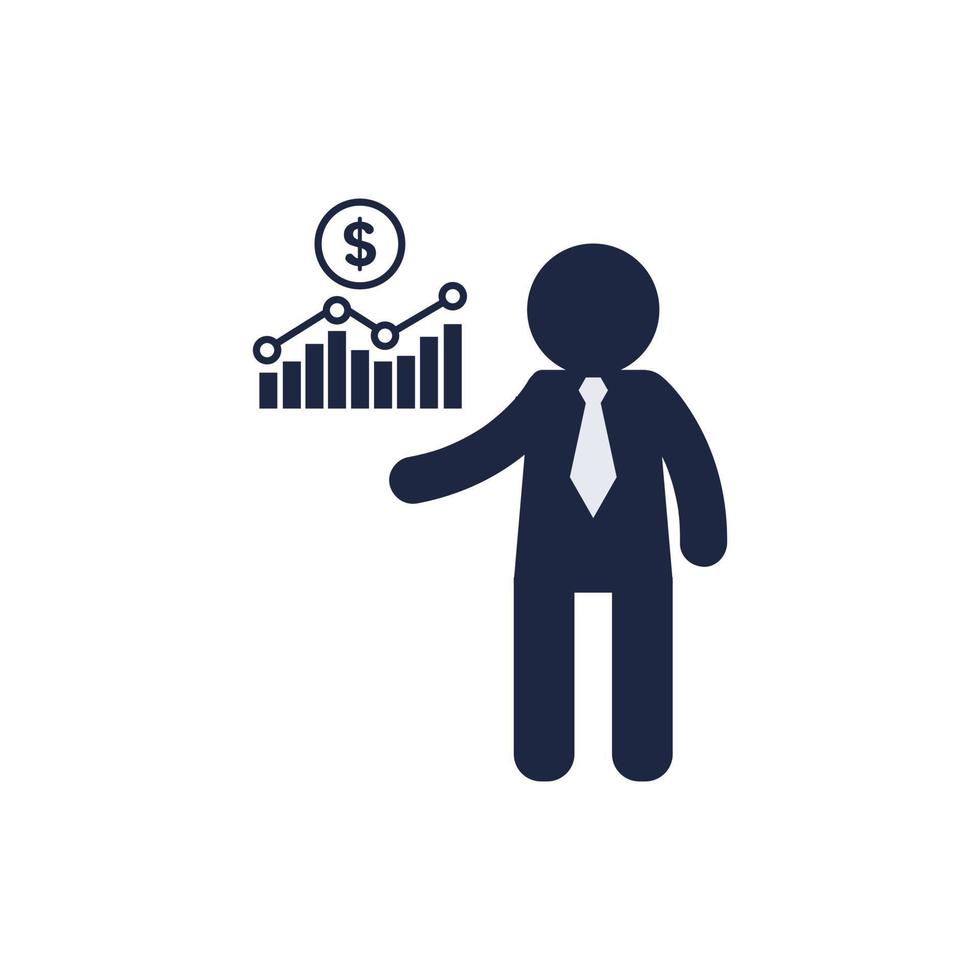 isolate man with stock chart icon financial icon vector