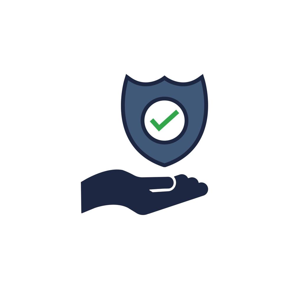 blue and white isolate hand holding safety icon vector business icon
