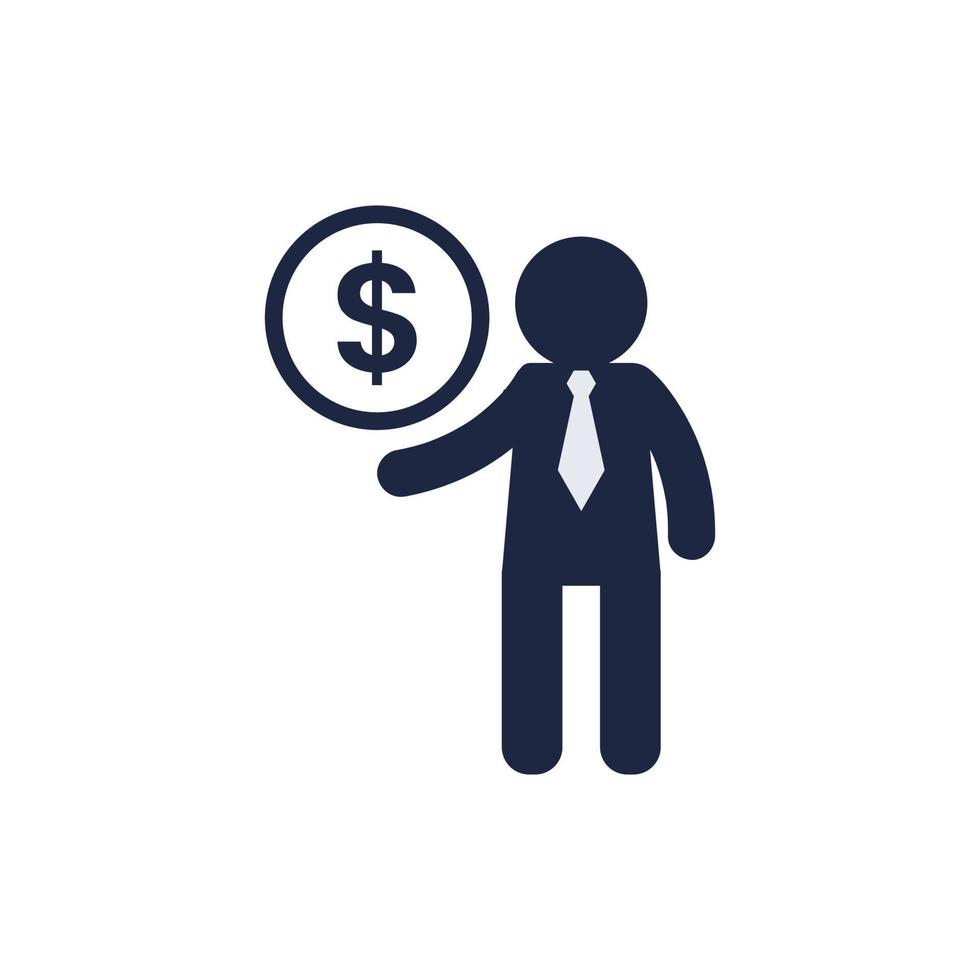 isolate man with dollar coin financial icon vector