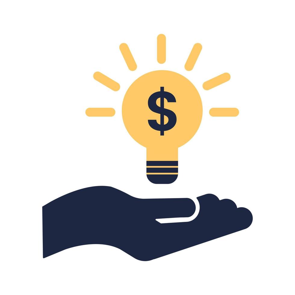 isolate hand holding light bulb idea icon symbol business icon vector