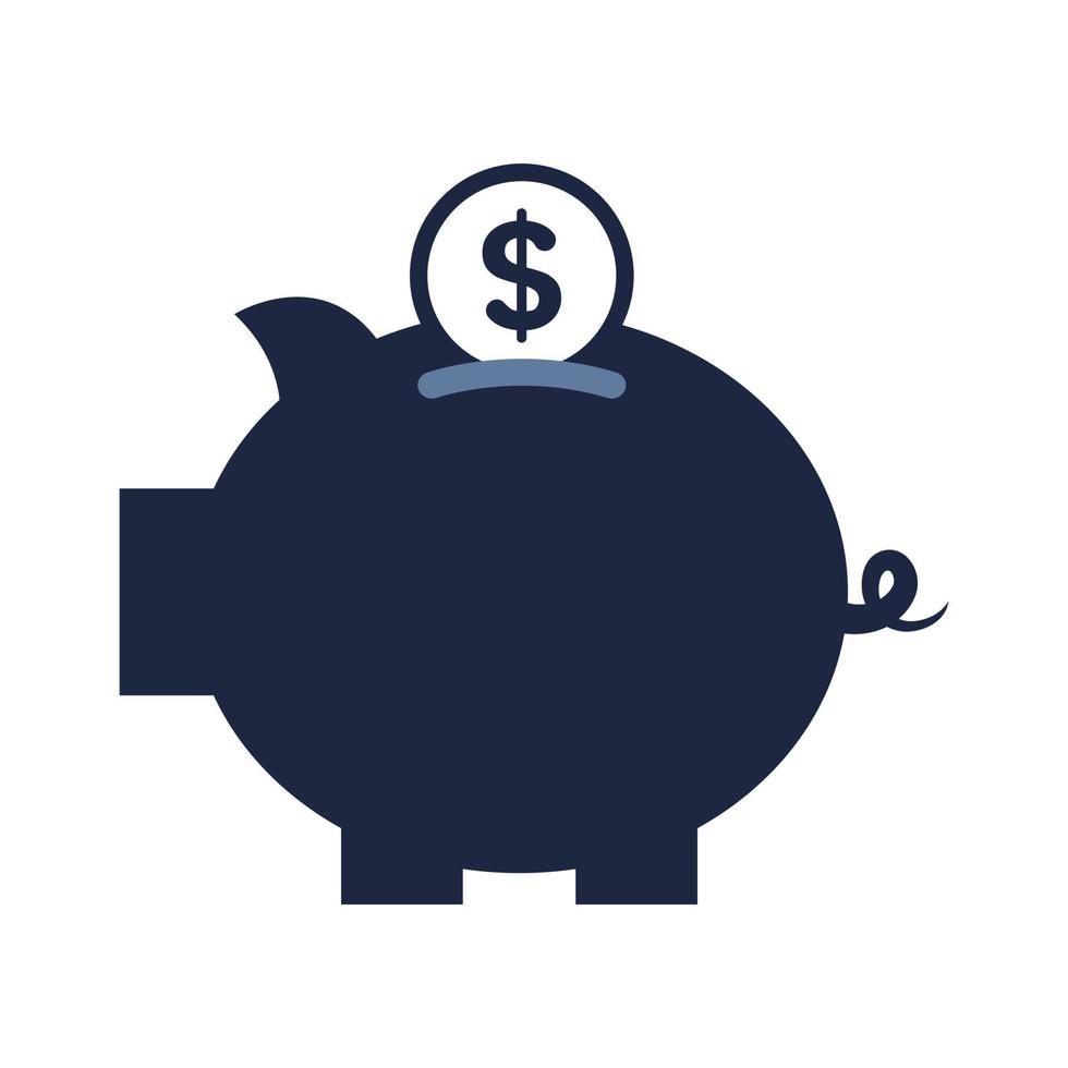 isolate piggy bank business financail flat icon vector