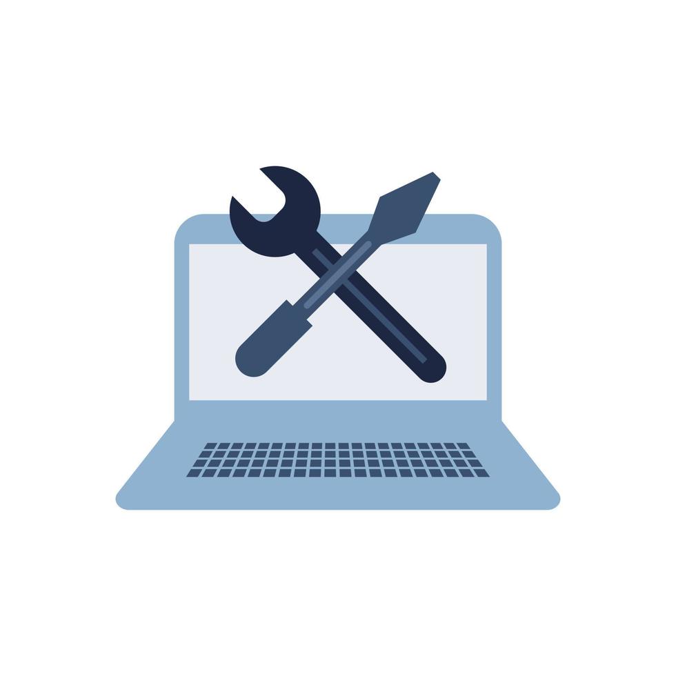 isolate blue and white fix tool flat icon vector