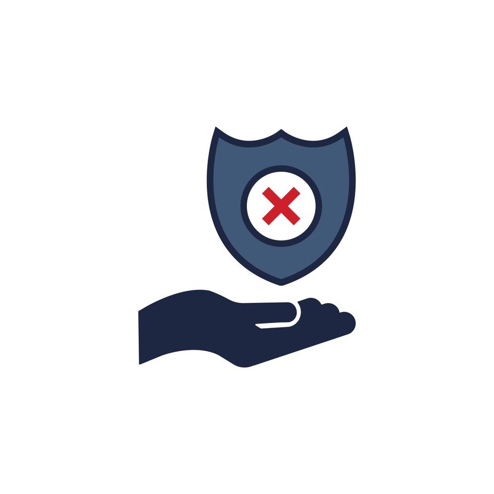business icon blue and white isolate hand holding safety icon vector