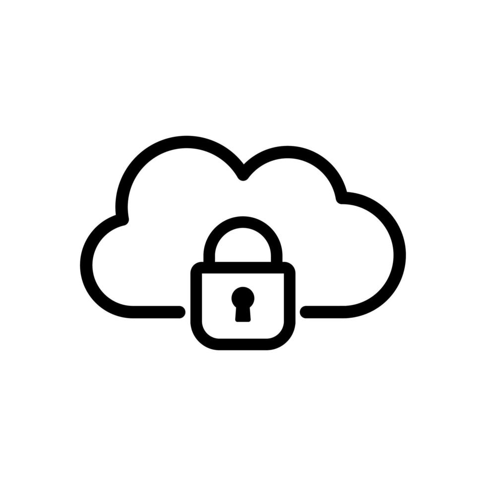 locked cloud outline icon vector