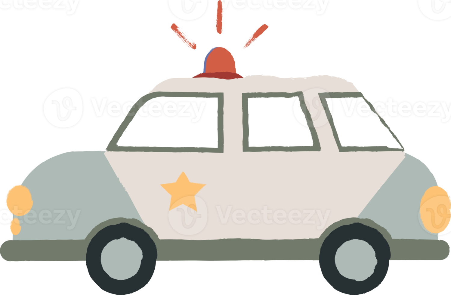 mignonne main tiré police voiture illustration png