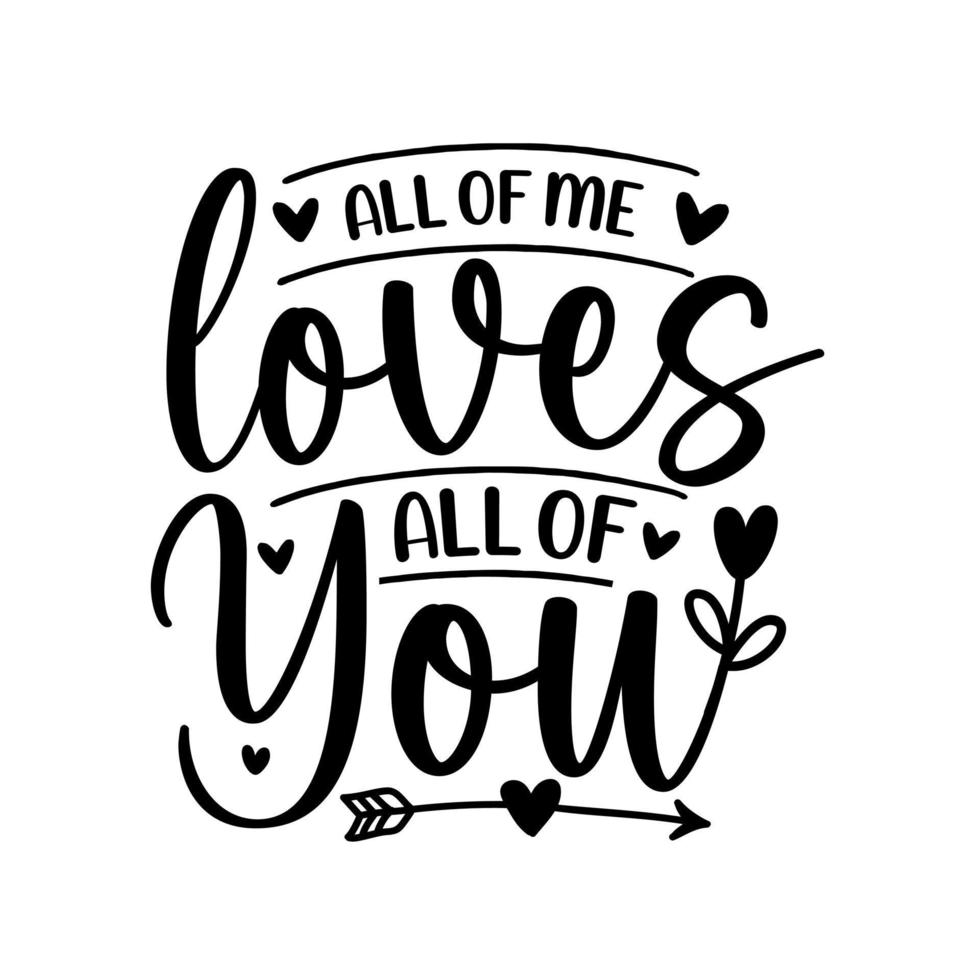 Hand lettering valentines day love heart typography quotes calligraphy valentine's day greeting card background vector