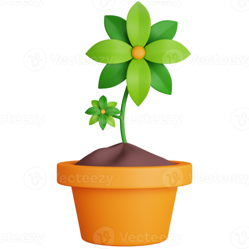 3D Rendering Natural Green Flowers Isolated png