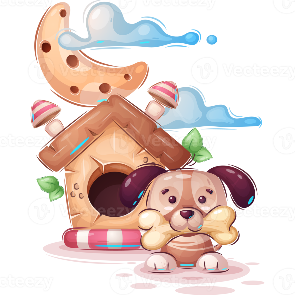 Dog Animal in Kennel Cartoon Character png