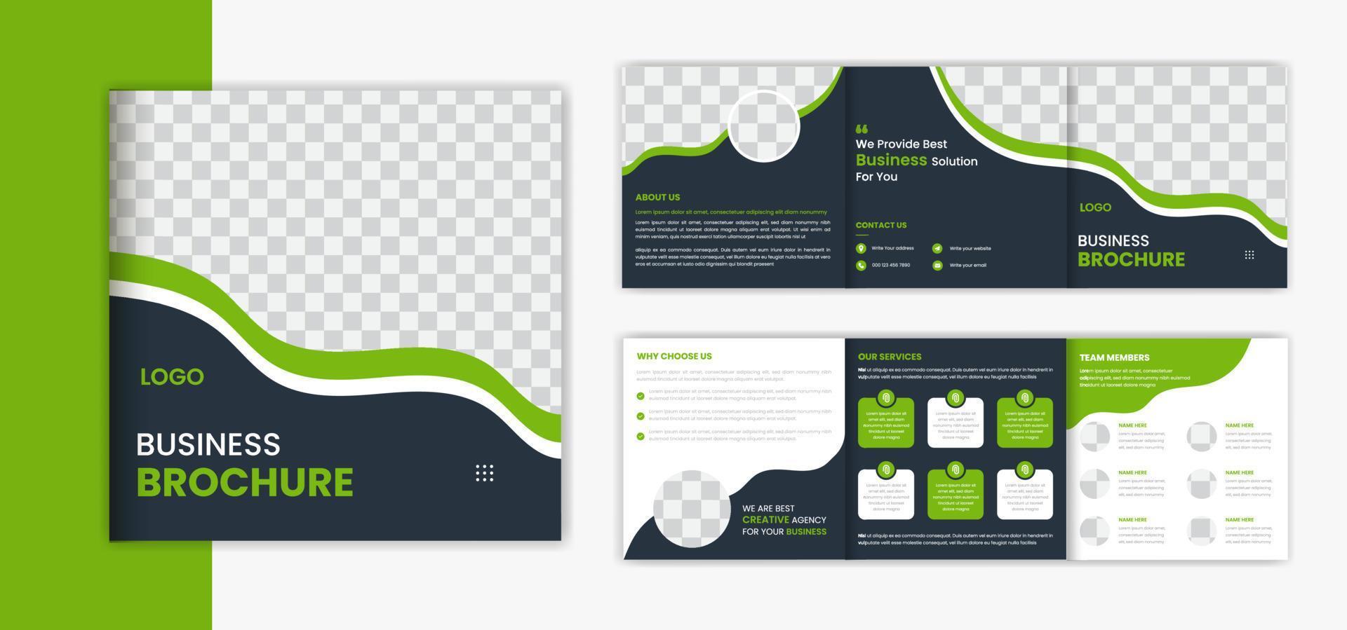 Corporate Square Trifold brochure design, business portfolio design, annual report vector