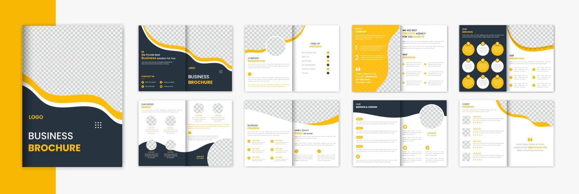 Corporate 16 page brochure design, Business A4 portfolio, annual design vector