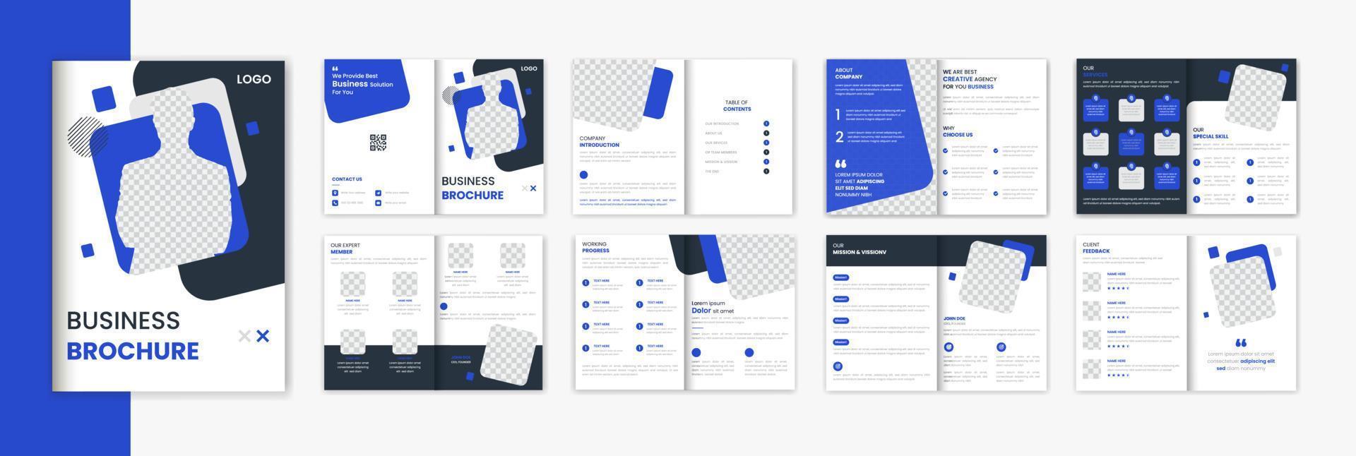 Corporate 16 page brochure design, Business A4 portfolio, annual design vector