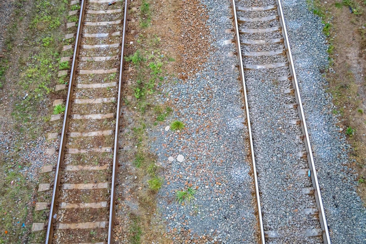 Photography to theme railway track after passing train on railroad photo